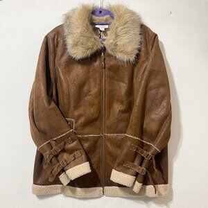 y2k vintage faux shearling coat jacket with fur
